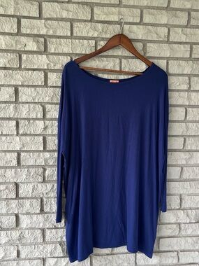 PIKO  Bamboo Boatneck Longsleeve Blue Tunic Size Medium Style D2194